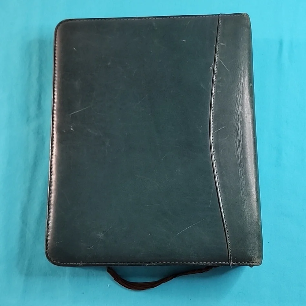 Vintage Franklin Quest Zip Around Green Leather Planner Organizer